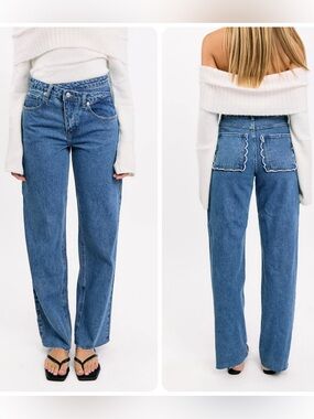 Beginning Boutique Kansis Uneven Waist Scallop Pocket Jeans US 8 NWT